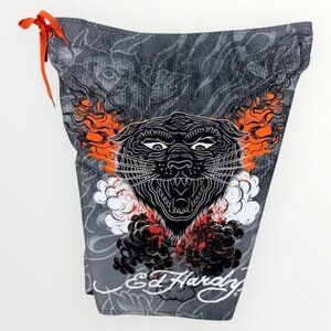 Ed Hardy Mens AOP Swim Trunks Unlined Tiger Graphic Board Shorts Grey Large
